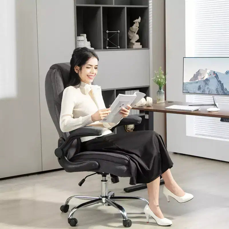 Fabric Office Chair with Flip-up Armrests 48"H