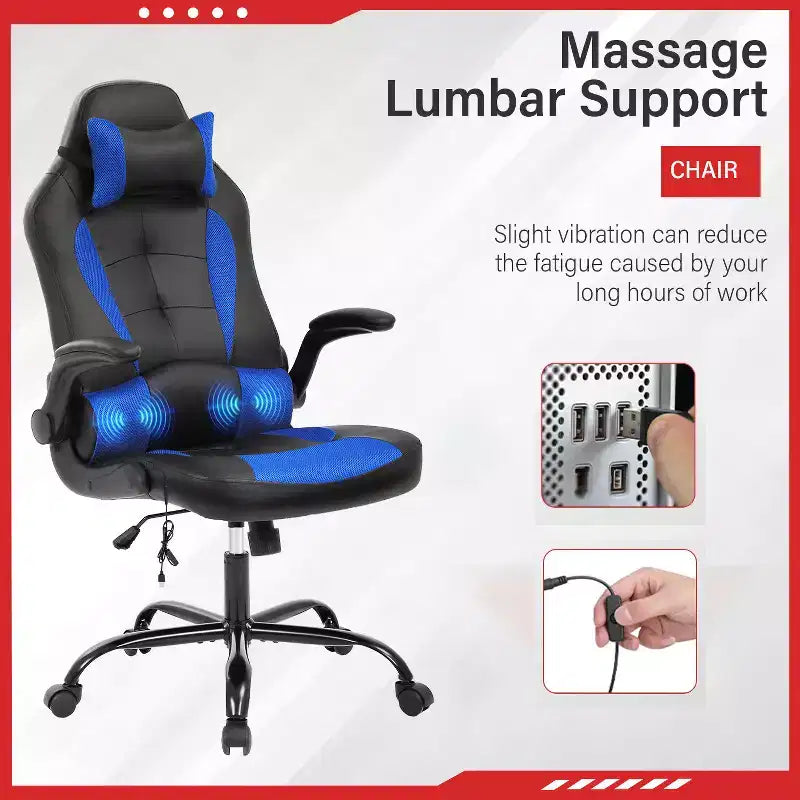 Gaming-Stuhl aus PU-Leder mit Lordosenstütze