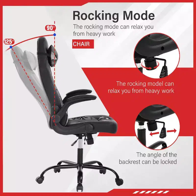 Gaming-Stuhl aus PU-Leder mit Lordosenstütze