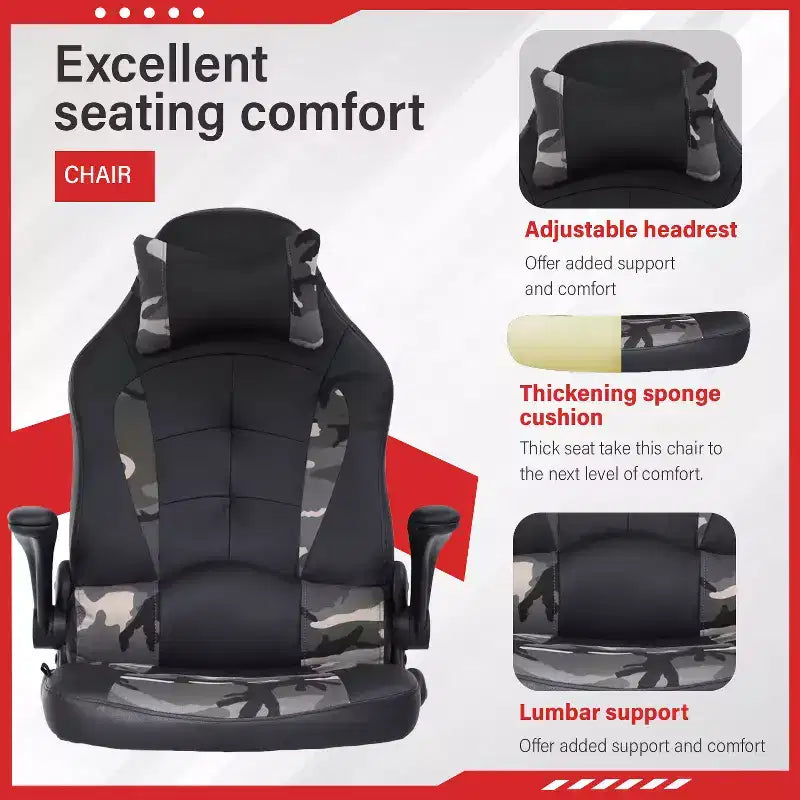 Gaming-Stuhl aus PU-Leder mit Lordosenstütze