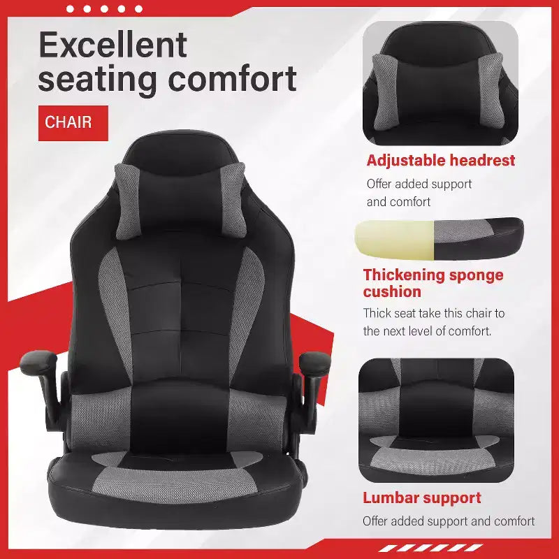 Gaming-Stuhl aus PU-Leder mit Lordosenstütze