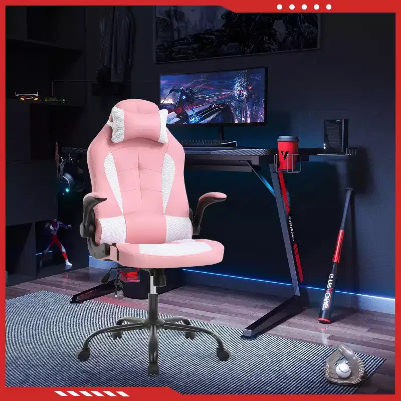 Gaming-Stuhl aus PU-Leder mit Lordosenstütze