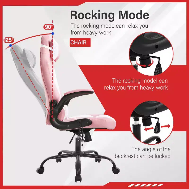 Gaming-Stuhl aus PU-Leder mit Lordosenstütze