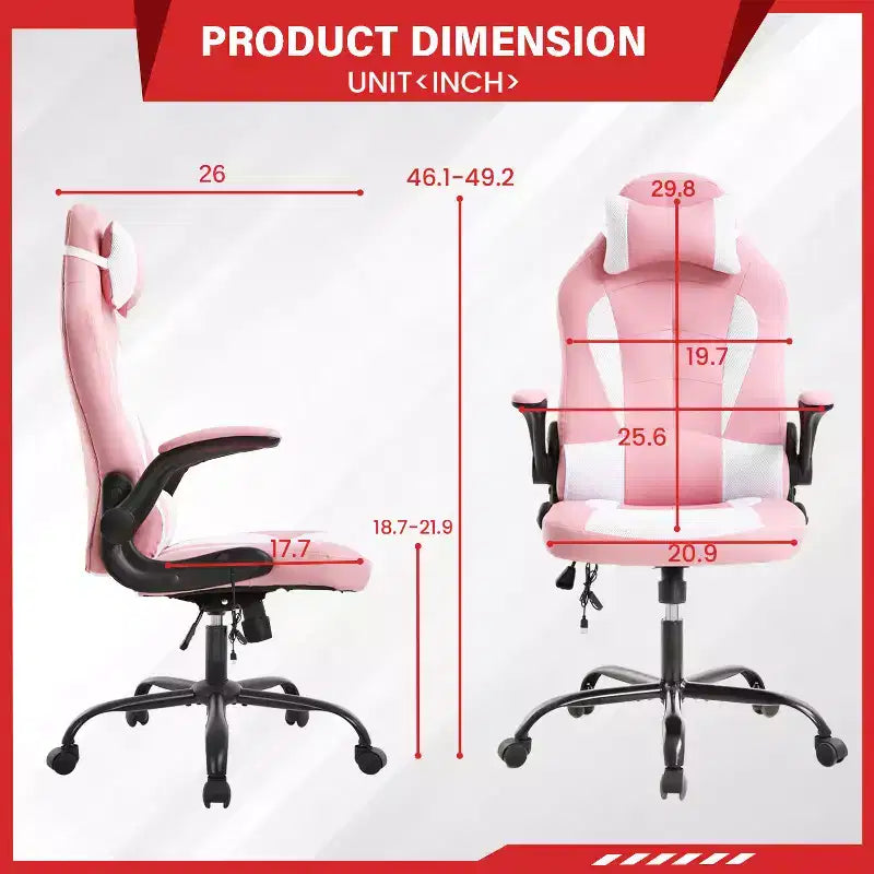 Gaming-Stuhl aus PU-Leder mit Lordosenstütze