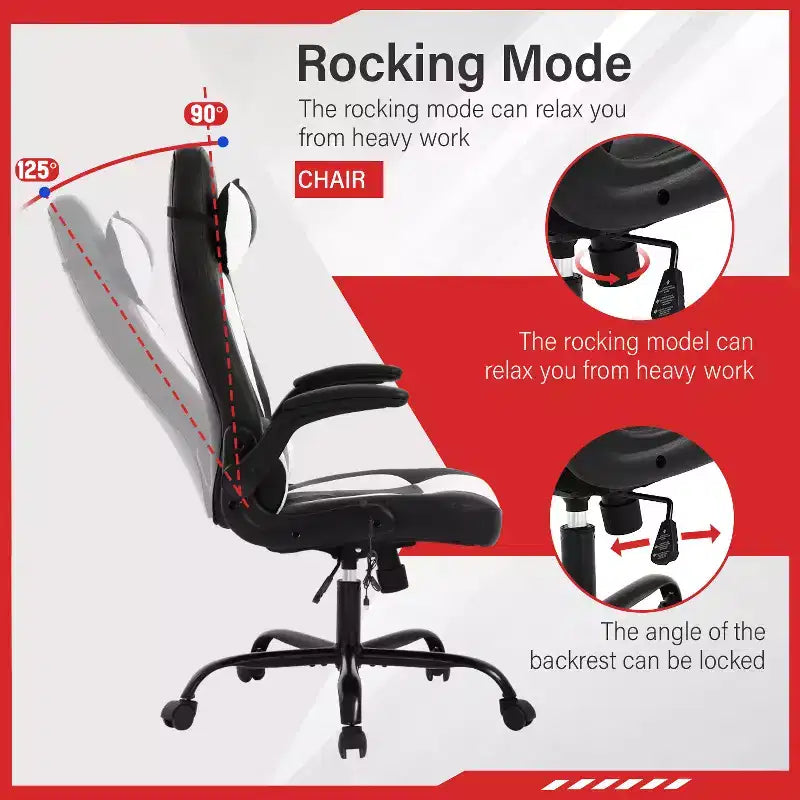 Gaming-Stuhl aus PU-Leder mit Lordosenstütze