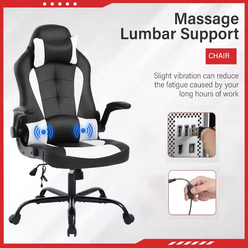 Gaming-Stuhl aus PU-Leder mit Lordosenstütze
