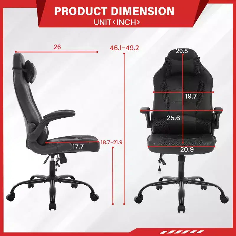 Gaming-Stuhl aus PU-Leder mit Lordosenstütze