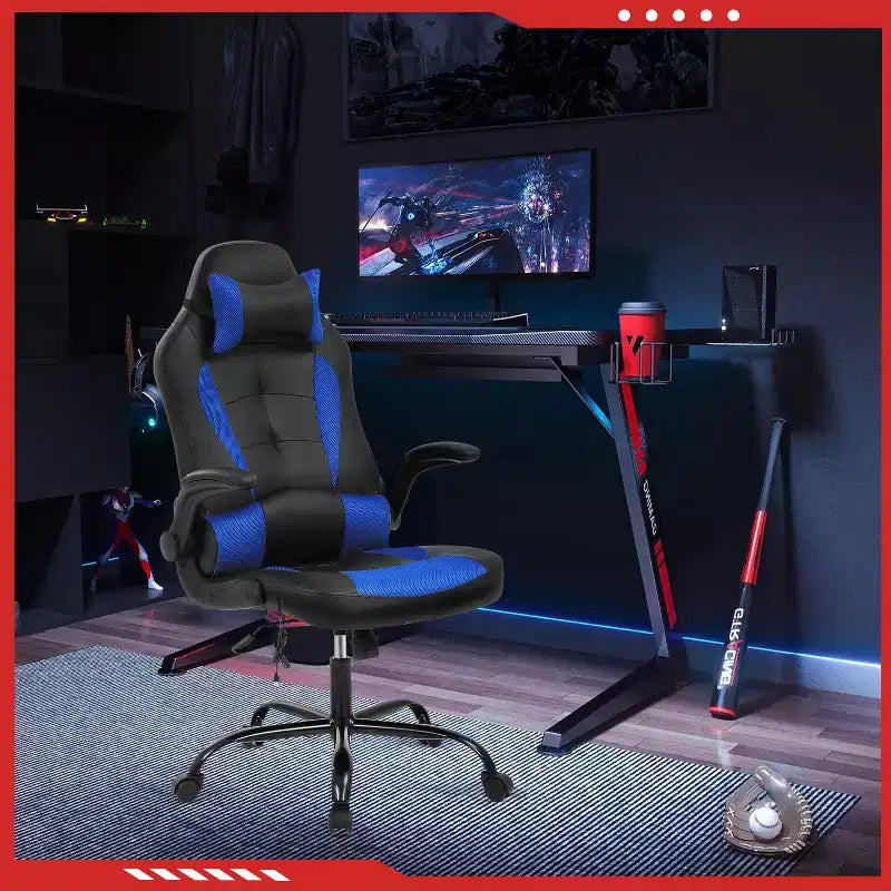 Gaming-Stuhl aus PU-Leder mit Lordosenstütze