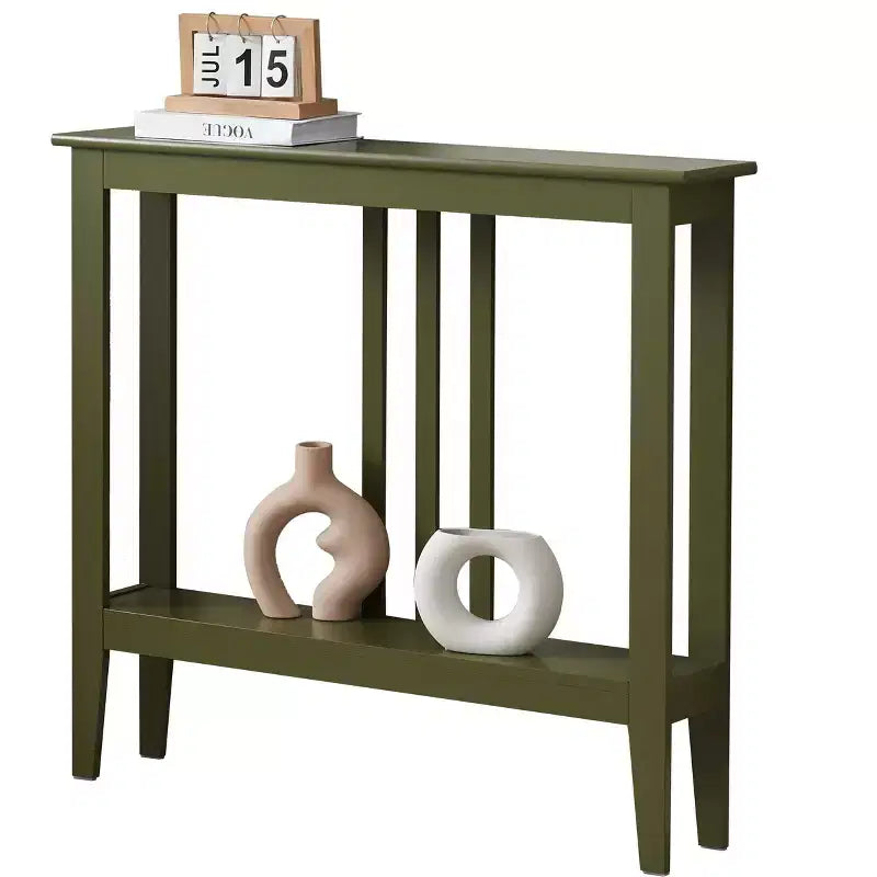 Wood Narrow Console Table with Open Shelf 32"H