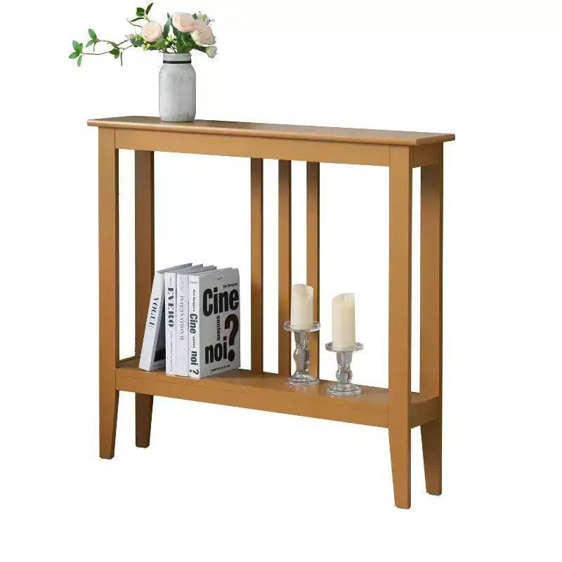 Schmaler Konsolentisch aus Holz mit offenem Regal, 81 cm hoch