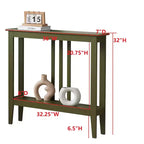 Schmaler Konsolentisch aus Holz mit offenem Regal, 81 cm hoch