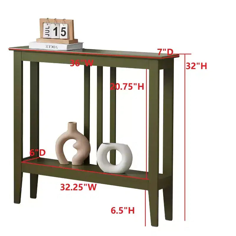 Wood Narrow Console Table with Open Shelf 32"H