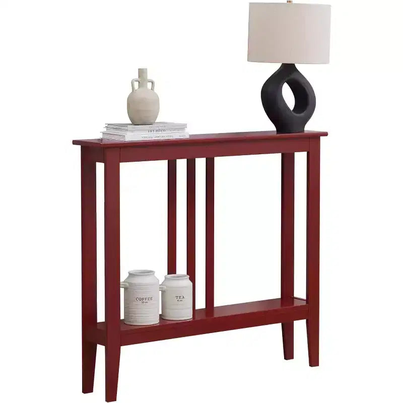 Schmaler Konsolentisch aus Holz mit offenem Regal, 81 cm hoch