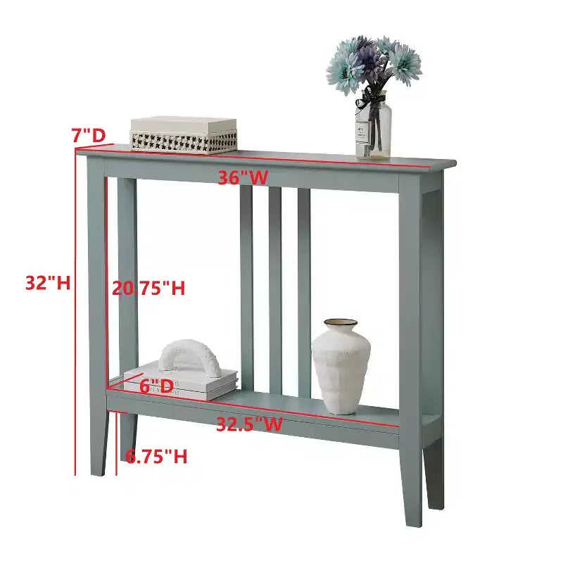 Wood Narrow Console Table with Open Shelf 32"H