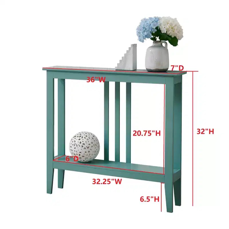 Schmaler Konsolentisch aus Holz mit offenem Regal, 81 cm hoch