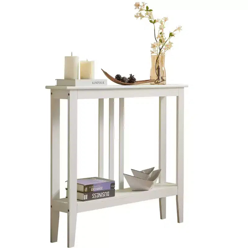 Schmaler Konsolentisch aus Holz mit offenem Regal, 81 cm hoch