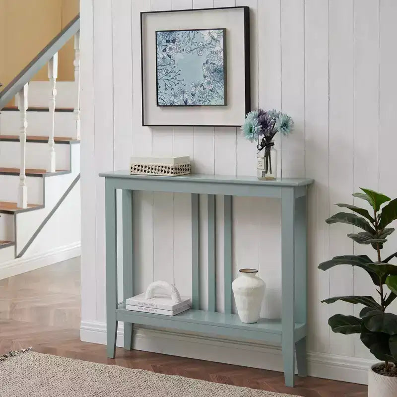 Wood Narrow Console Table with Open Shelf 32"H