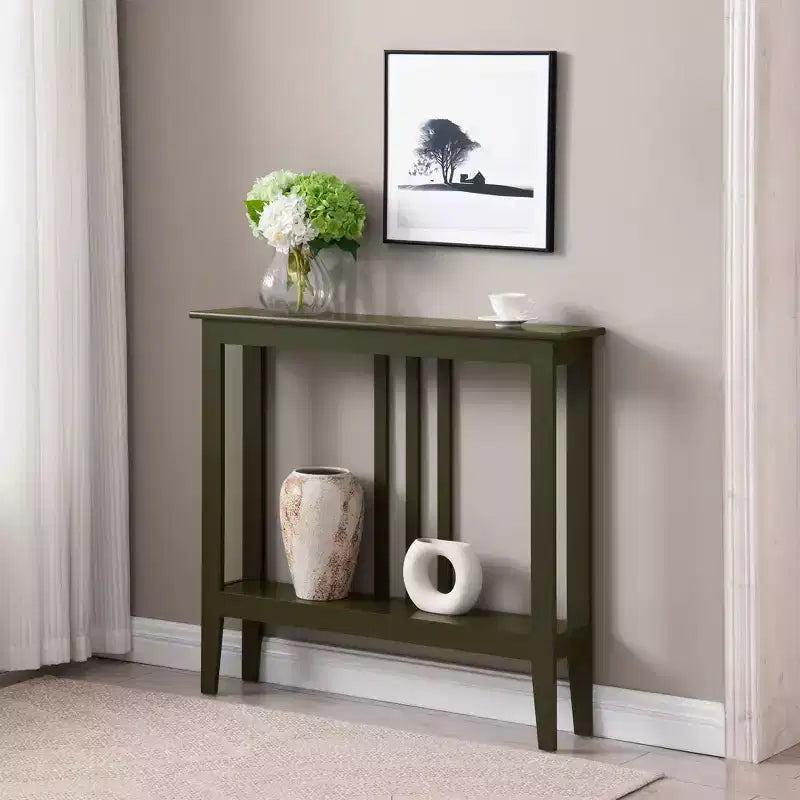 Wood Narrow Console Table with Open Shelf 32"H
