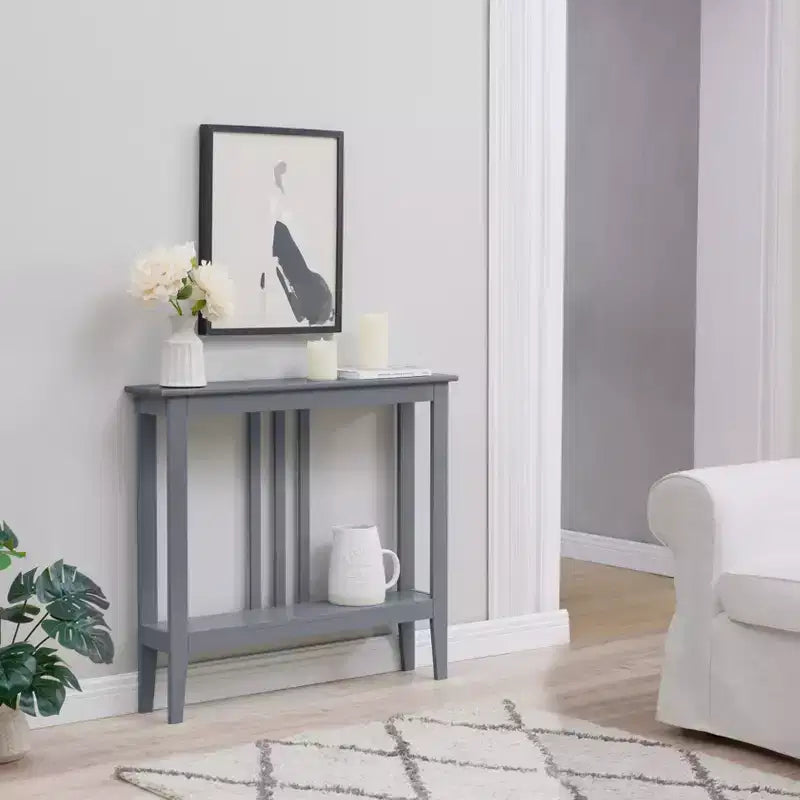 Wood Narrow Console Table with Open Shelf 32"H
