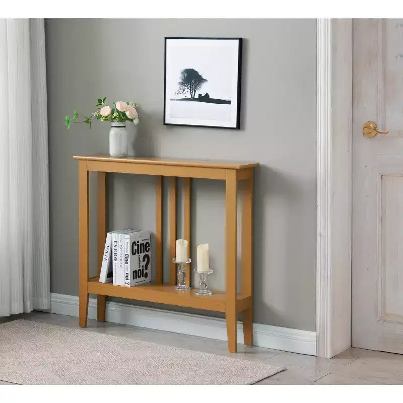 Wood Narrow Console Table with Open Shelf 32"H