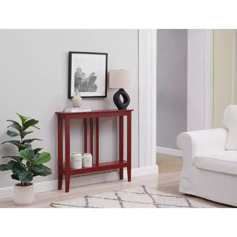 Wood Narrow Console Table with Open Shelf 32"H