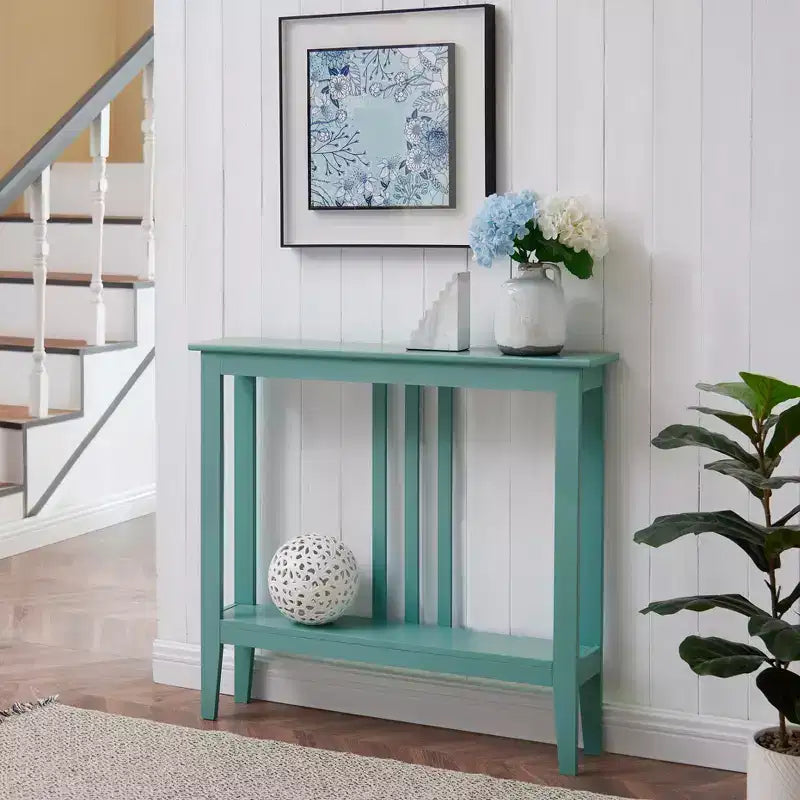 Wood Narrow Console Table with Open Shelf 32"H