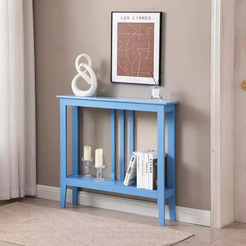 Wood Narrow Console Table with Open Shelf 32"H