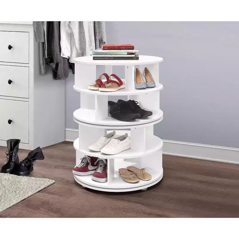 Wood Laminate 4-Tier Rotating Shoe Rack 24"x31.5"