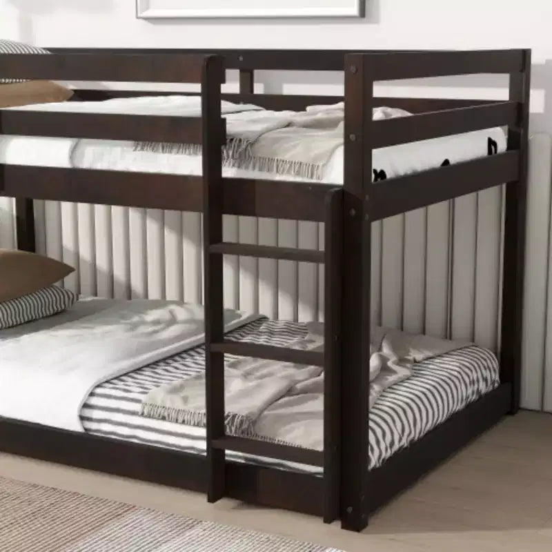 Wood Twin over Twin Bunk Bed with Ladder 46.6"H