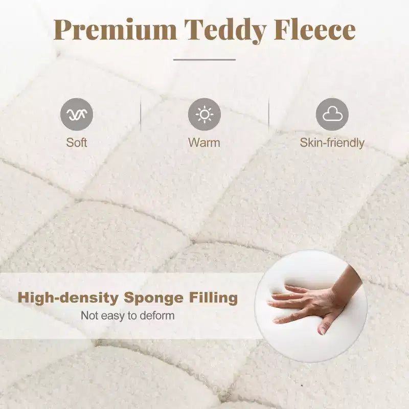 Bürostuhl ohne Armlehnen aus Teddyfleece, verstellbar 39,4–48,3 cm hoch