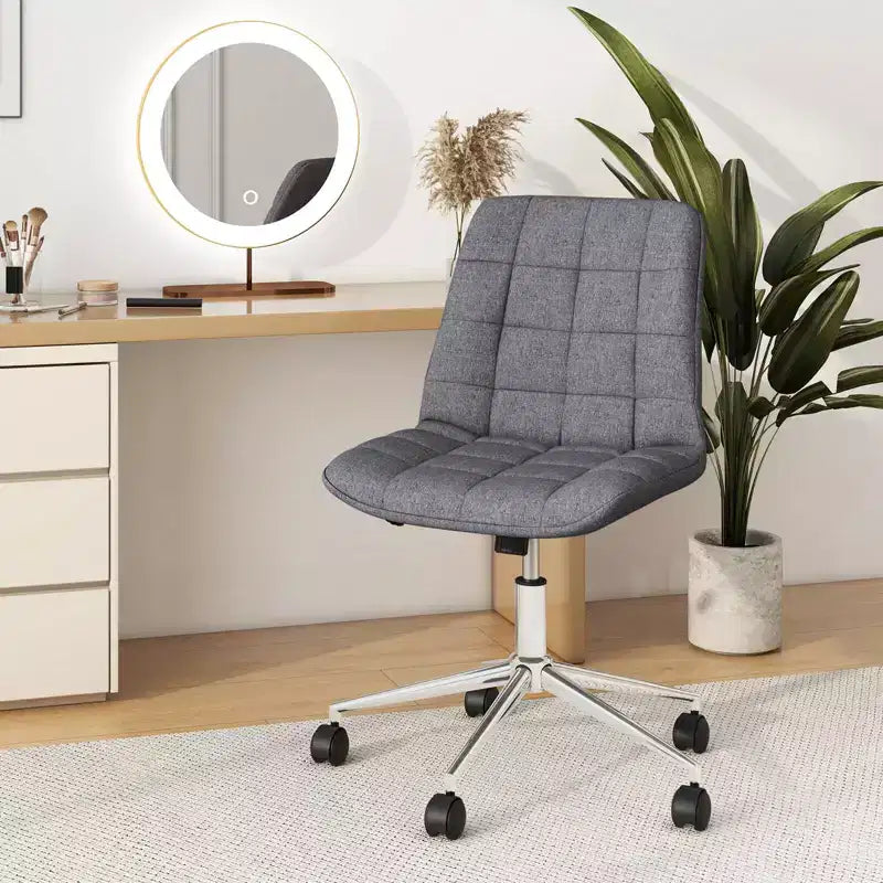 Teddy Fleece Armless Office Chair Adjustable 15.5"-19"H