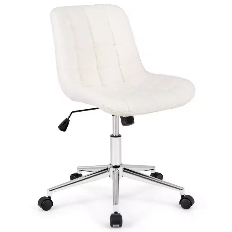 Teddy Fleece Armless Office Chair Adjustable 15.5"-19"H