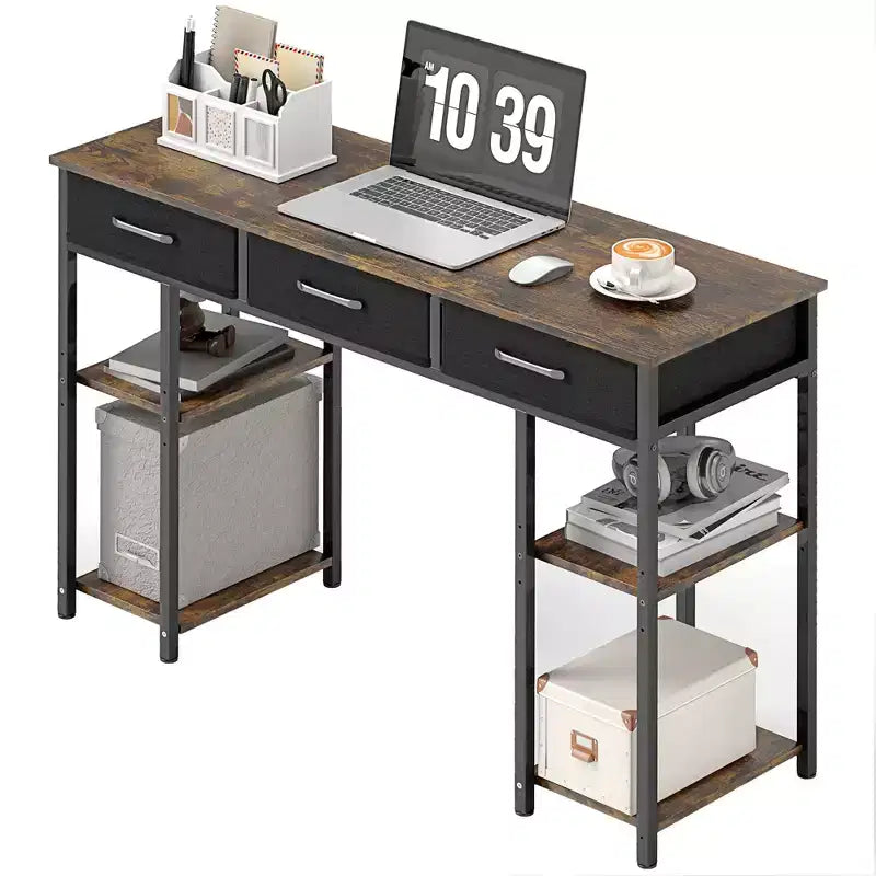 MDF-Schreibtisch mit Stoffschubladen 120 cm (B) x 78 cm (H)