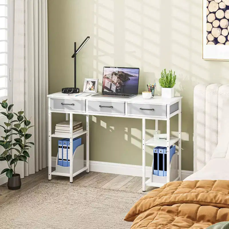 MDF-Schreibtisch mit Stoffschubladen 120 cm (B) x 78 cm (H)
