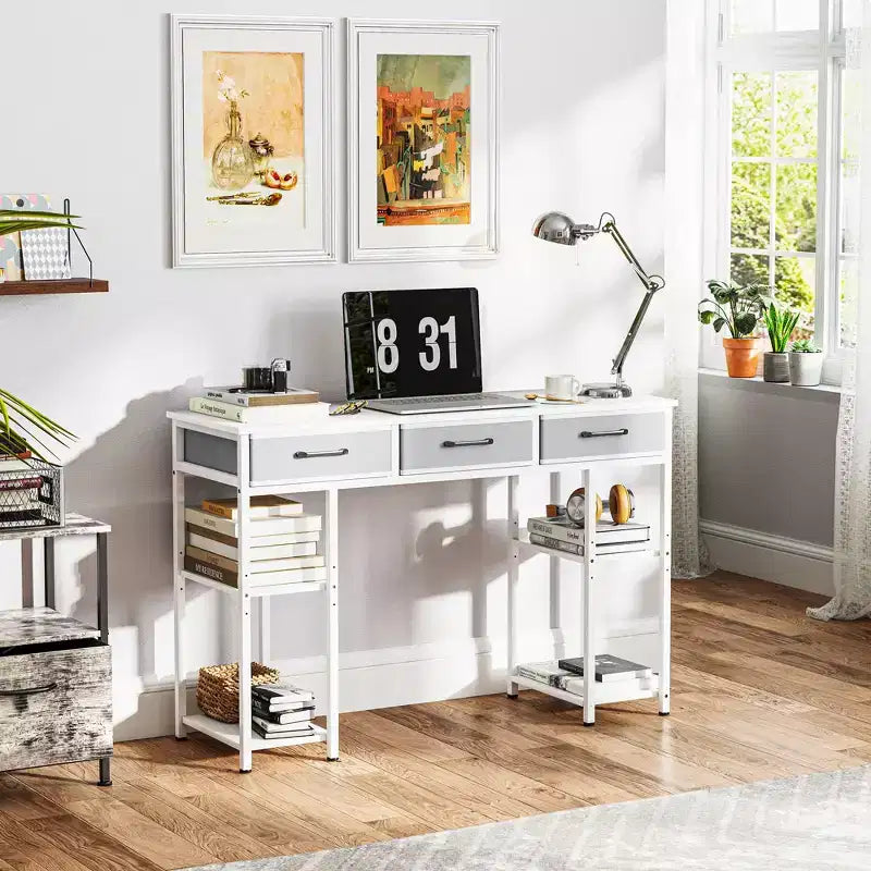 MDF-Schreibtisch mit Stoffschubladen 120 cm (B) x 78 cm (H)