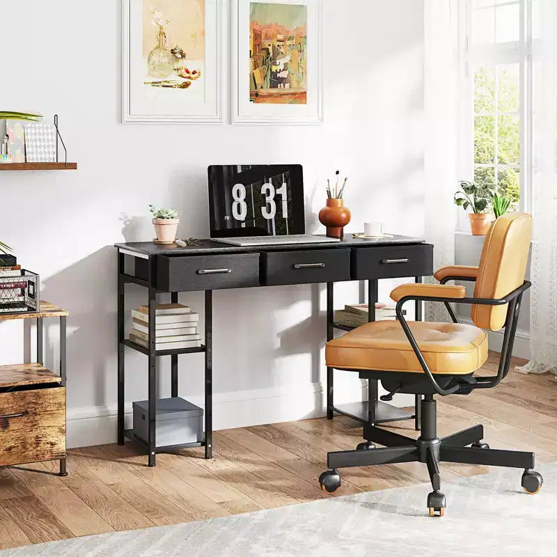 MDF-Schreibtisch mit Stoffschubladen 120 cm (B) x 78 cm (H)