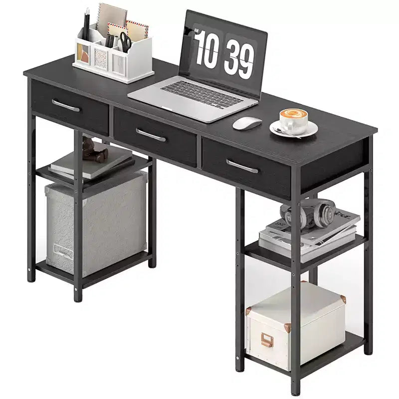 MDF-Schreibtisch mit Stoffschubladen 120 cm (B) x 78 cm (H)