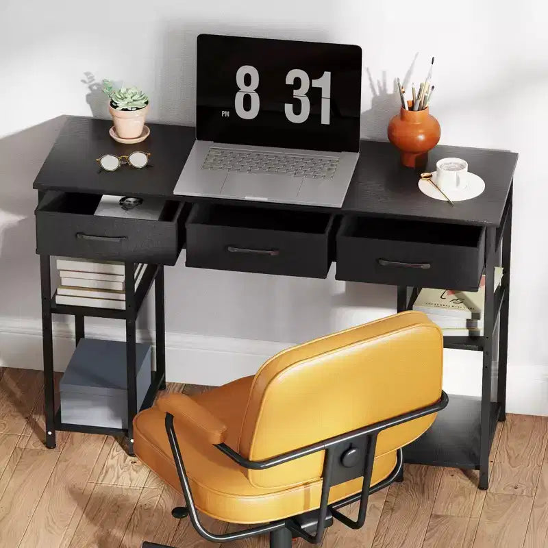 MDF-Schreibtisch mit Stoffschubladen 120 cm (B) x 78 cm (H)