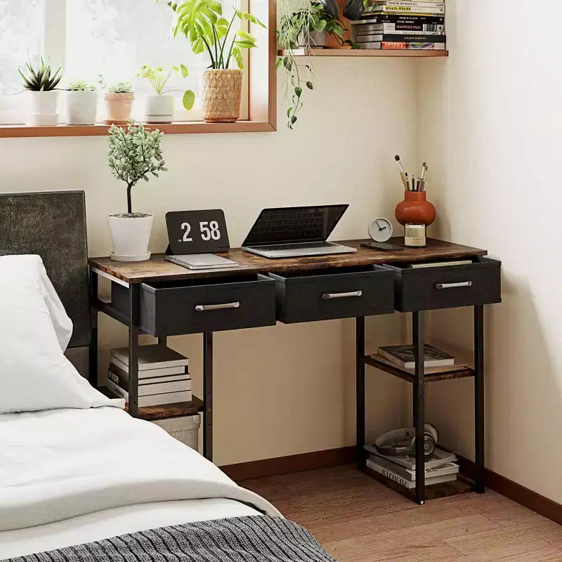 MDF-Schreibtisch mit Stoffschubladen 120 cm (B) x 78 cm (H)