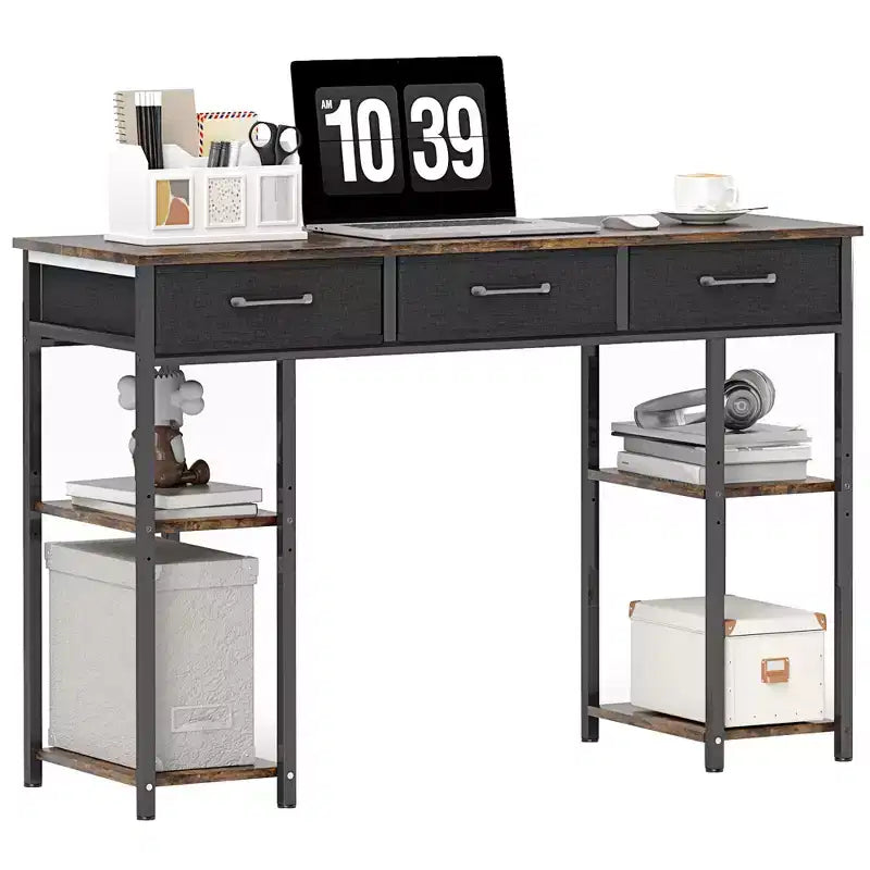 MDF Writing Desk with Fabric Drawers 47.2"W x 30.7"H
