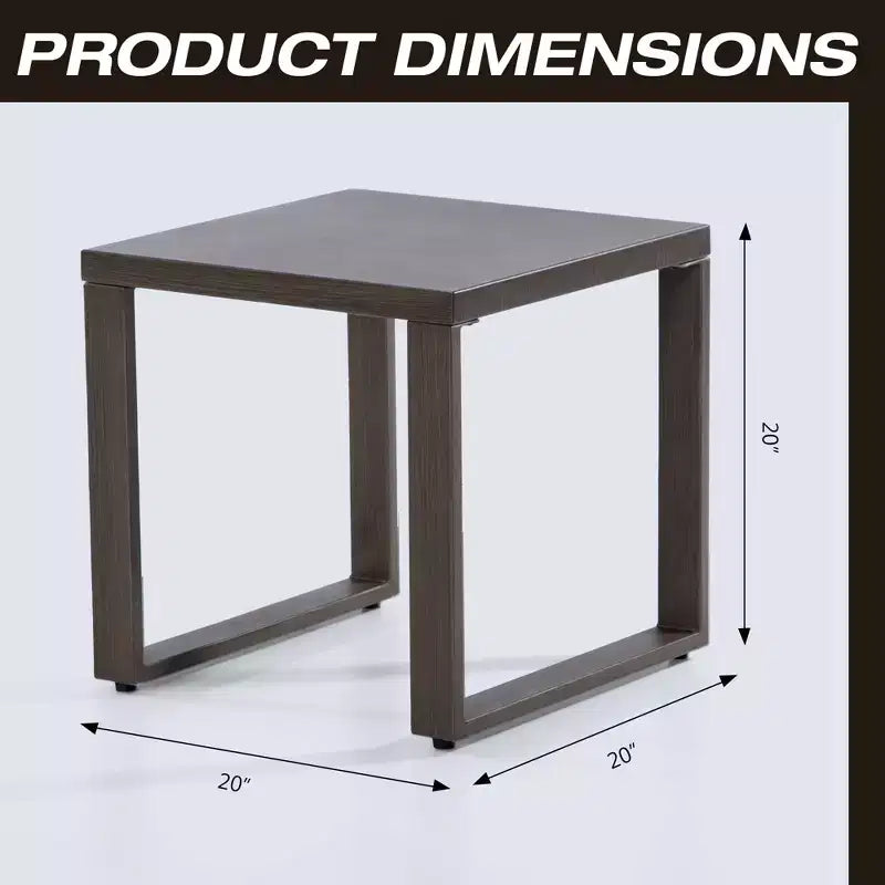 Quadratischer Outdoor-Beistelltisch aus pulverbeschichtetem Stahl 50x50cm
