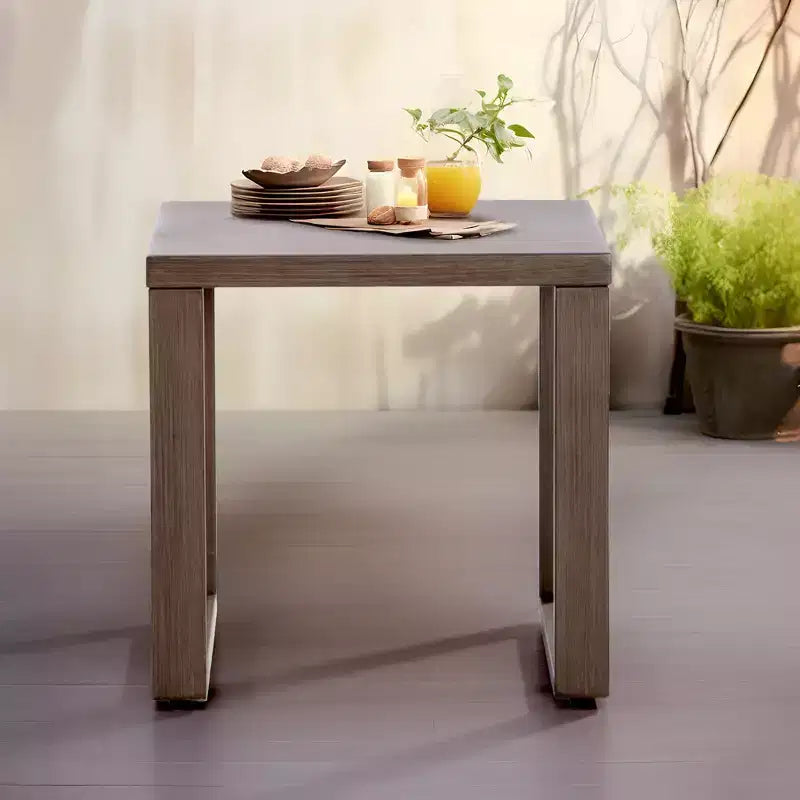 Quadratischer Outdoor-Beistelltisch aus pulverbeschichtetem Stahl 50x50cm