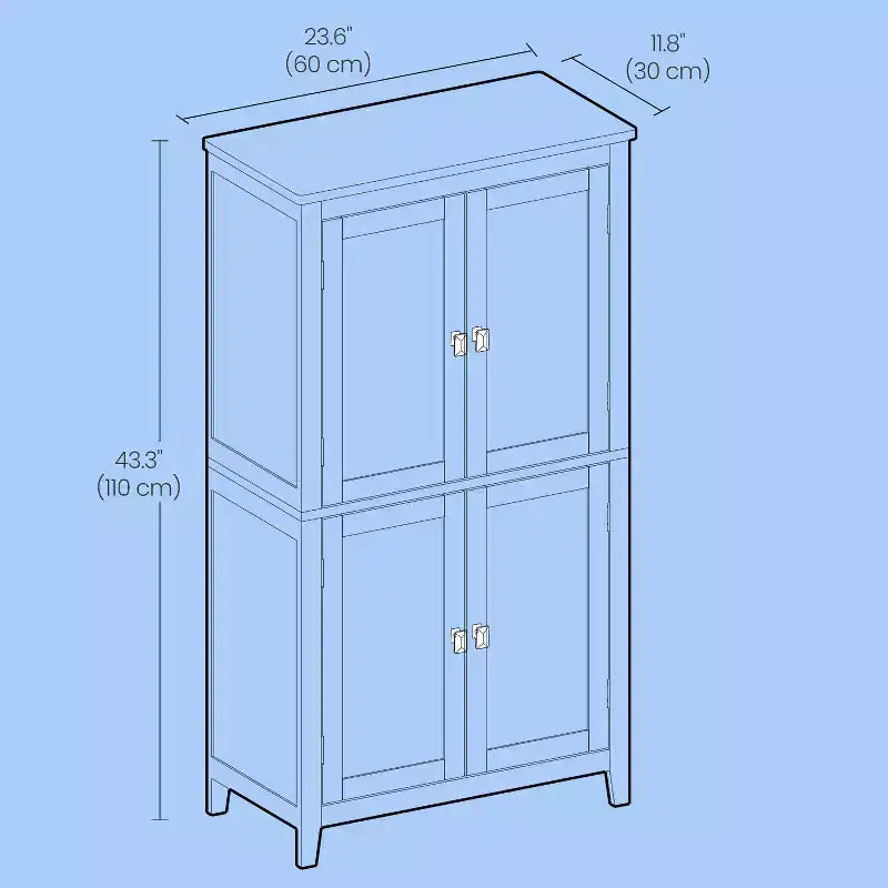 MDF-Bodenschrank 4 Türen 110 cm H x 60 cm B
