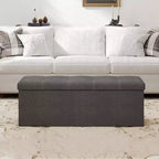 43 Folding Storage Ottoman Bench, Ottoman with Storage, End of Bed Bench, Storage Chest, Foot Rest Stool, Padded Seat