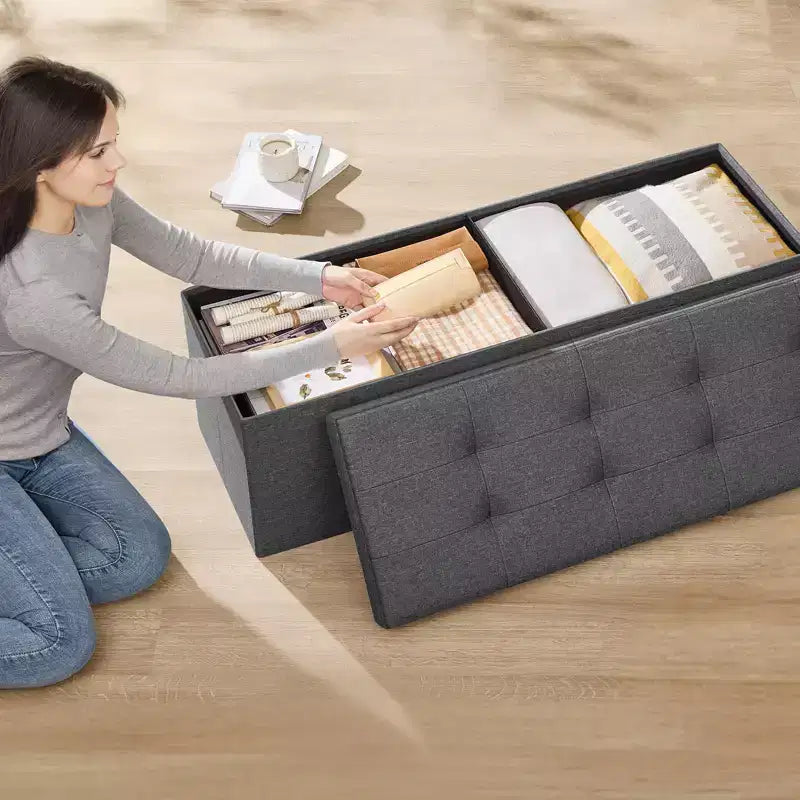 Linen Storage Ottoman Bench 43"W x 15"H