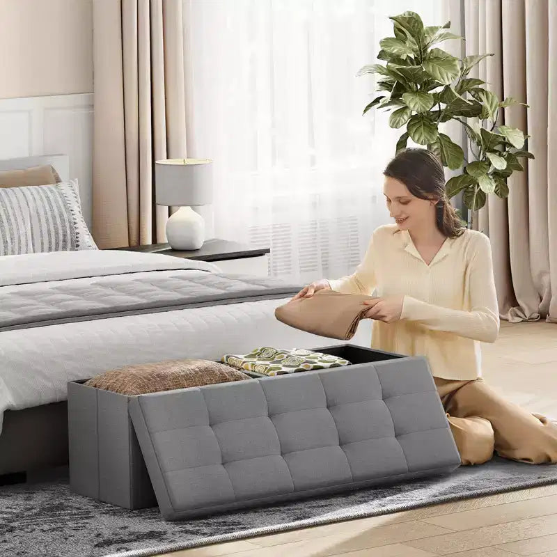 Linen Storage Ottoman Bench 43"W x 15"H