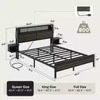Metall-Queensize-Plattformbett mit Stauraumkopfteil und LED-Beleuchtung 105 cm H