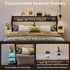 Metall-Queensize-Plattformbett mit Stauraumkopfteil und LED-Beleuchtung 105 cm H