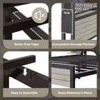 Metall-Queensize-Plattformbett mit Stauraumkopfteil und LED-Beleuchtung 105 cm H