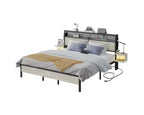 Metall-Queensize-Plattformbett mit Stauraumkopfteil und LED-Beleuchtung 105 cm H